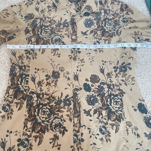 North River Outfitters button up floral long sleeve brown neutral size medium - Picture 8 of 9